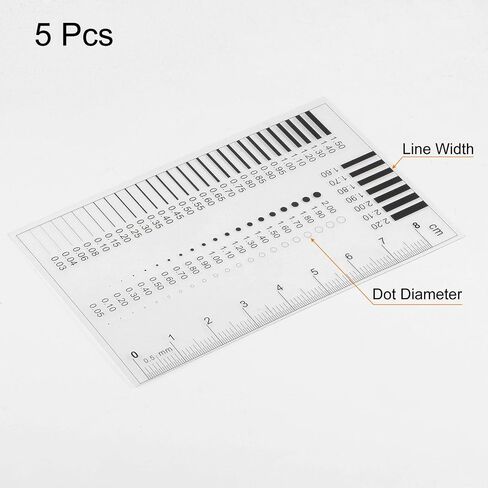 HARFINGTON 5pcs High Precision SEC Size Estimation Chart 8cm 0.5mm Transparency Flaw Detection Film Ruler for Diameter and Line Width Defects Measuring in Kuwait
