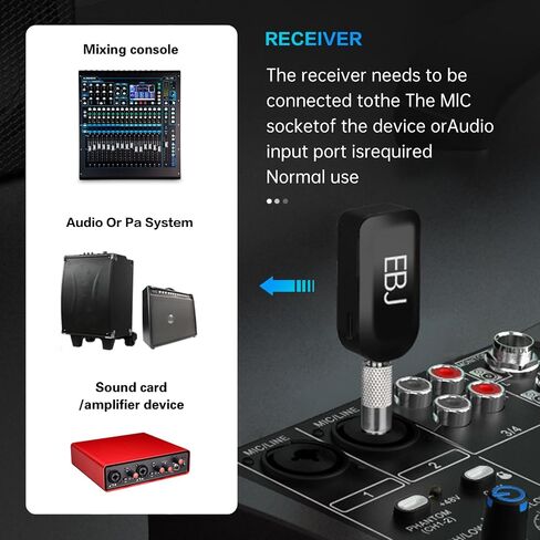 EBJ 2.4G Instrument Microphone Receiver with Detachable Suction Cup for Guitar Violin Cello Accordion Speakers Pickup Stage Performance Live Noise Reduction Microphone 100ft Range (KX-801-2) in Saudi Arabia