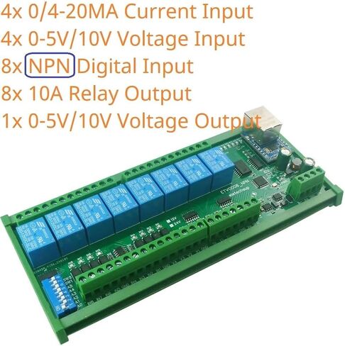 4/8/16CH وحدة إيثرنت التناظرية الرقمية Ethernet I/O مع Modbus RTU TCP/IP MQTT RS485 4-20MA 0-10V RELAY DAC OUTPUT INDUSTRY RAIN DC 12/24V (8CH 8CH PNP DI 24V (مع صندوق السكك الحديدية DIN)) in Kuwait