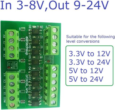3.3V 5V 12V 24V مستوى المنطق المحول NPN PNP Contact 8ch PLC لوحة حماية العزل الرقمية IO (في 3-8V Out 9-24V 100V (مع المربع) PNP إلى PNP) in Kuwait