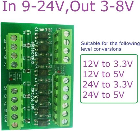 3.3V 5V 12V 24V مستوى المنطق المحول NPN PNP Contact 8ch PLC لوحة حماية العزل الرقمية IO (في 3-8V Out 9-24V 100V (مع المربع) PNP إلى PNP) in Kuwait