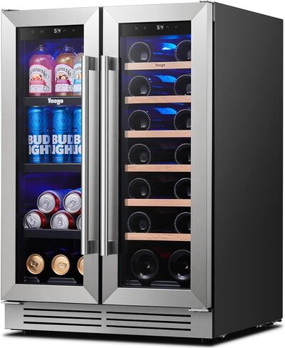 Yeego 24 Inch Beverage Refrigerator – 180 Can Built-In Under Counter Drink Fridge with Glass Door, 34–54°F Cooling for Beer, Soda & Wine (Right-Hinged) in Kuwait