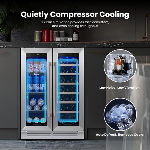 Yeego 24 Inch Beverage Refrigerator – 180 Can Built-In Under Counter Drink Fridge with Glass Door, 34–54°F Cooling for Beer, Soda & Wine (Right-Hinged) in Kuwait