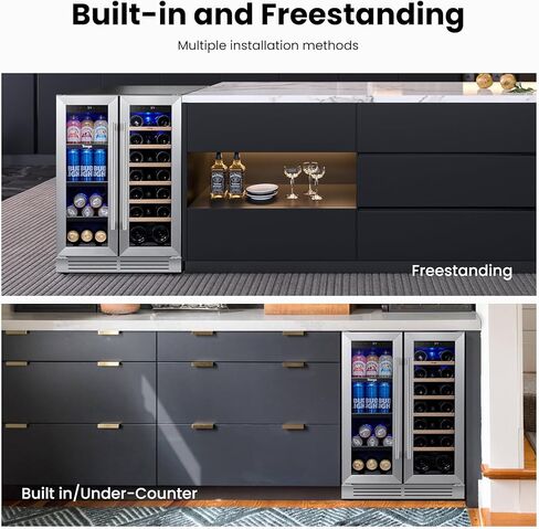 Yeego 24 Inch Beverage Refrigerator – 180 Can Built-In Under Counter Drink Fridge with Glass Door, 34–54°F Cooling for Beer, Soda & Wine (Right-Hinged) in Kuwait