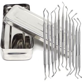 A2Z 11pc Dental Currettes, Amalgam Pluggers & Composite Filling Instrument Set, in Sterilizer Instrument Box with Lid, Stainless Steel Restoration Preparation Contouring Double Ended Instruments in Saudi Arabia