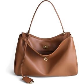 Genuine Leather Tote Bag for Women: Soft Leather Shoulder Handbags for Ladies - Large Satchel Purse for Travel Work in Kuwait