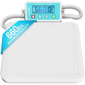 JJ Care Medical Scale - مقياس مصارعة سعة 660 رطلاً/299 كجم للصالات الرياضية مع شاشة LCD سهلة القراءة | متر محترف من الدرجة الطبية لوزن الجسم والمنزل والمستشفى والأطباء in Saudi Arabia