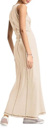 Wenrine Womens Sleeveless T Shirt Dress Summer Contrast Stitch Ribbed Knit Tank Maxi Dresses in Saudi Arabia