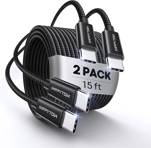 15 قدمًا من USB C إلى USB C Cable 60W ، [Premium Nylon Ralided] Extra USBC إلى USBC Charger Cord 480MBPS لـ iPhone16/16 Plus/16 Pro/16 Pro Max ، iPhone 15 Series ، Samsung Galaxy ، MacBook ، الكمبيوتر المحمول ، Switch in Saudi Arabia