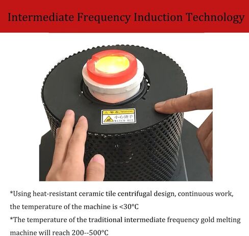 Medium Frequency Melting Machine, Commercial Melting Furnace, 1600°C Melting Casting High Temperature Induction Heating Furnace, Gold Melting Machine for Gold, Silver, Aluminum (2kg) in Kuwait
