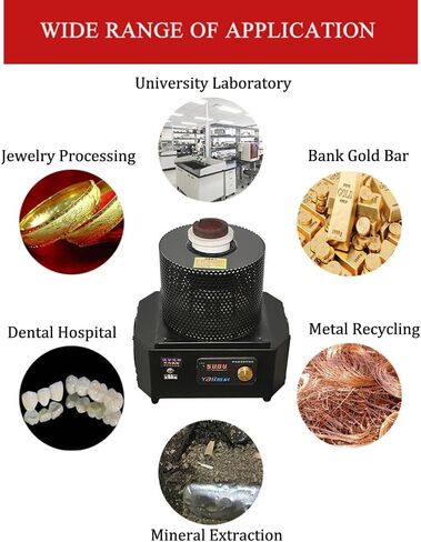 Medium Frequency Melting Machine, Commercial Melting Furnace, 1600°C Melting Casting High Temperature Induction Heating Furnace, Gold Melting Machine for Gold, Silver, Aluminum (2kg) in Kuwait