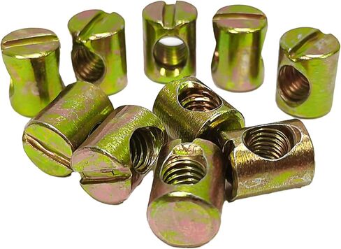 FixtureDisplays® 10PK M6 X 10mm Cross Hole Nuts Barrel Nuts Slotted Dowel Nuts Zinc, Carbon Steel Material, for Furniture Cots, Beds, Crib & Chairs 22105-NPF in Saudi Arabia