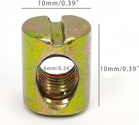 FixtureDisplays® 10PK M6 X 10mm Cross Hole Nuts Barrel Nuts Slotted Dowel Nuts Zinc, Carbon Steel Material, for Furniture Cots, Beds, Crib & Chairs 22105-NPF in Saudi Arabia