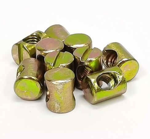 FixtureDisplays® 10PK M6 X 10mm Cross Hole Nuts Barrel Nuts Slotted Dowel Nuts Zinc, Carbon Steel Material, for Furniture Cots, Beds, Crib & Chairs 22105-NPF in Saudi Arabia