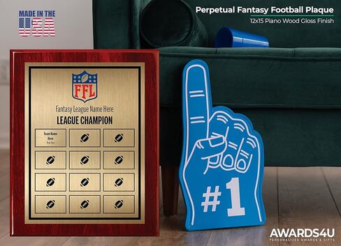 لوحة Fantasy Football مع لوحات قابلة للتخصيص - Trophy Perpetual League Trophy مع Add on Plates - FFL Award للفائز - تخصيص الآن! in Kuwait