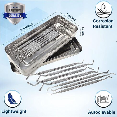 A2Z 11pc Dental Currettes, Amalgam Pluggers & Composite Filling Instrument Set, in Sterilizer Instrument Box with Lid, Stainless Steel Restoration Preparation Contouring Double Ended Instruments in Saudi Arabia
