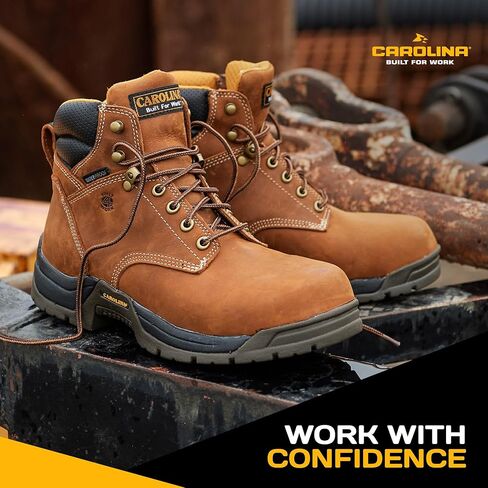 Carolina Bruno 6 "أحذية عمل عريضة للماء للرجال- نعل وسادة ، إيفا ميدسول ، نعل مطاطي مقاوم للزيت والانزلاق ، مصنفة إيه in Kuwait