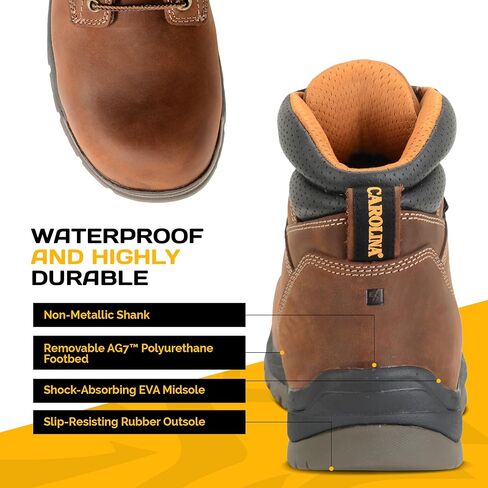 Carolina Bruno 6 "أحذية عمل عريضة للماء للرجال- نعل وسادة ، إيفا ميدسول ، نعل مطاطي مقاوم للزيت والانزلاق ، مصنفة إيه in Kuwait