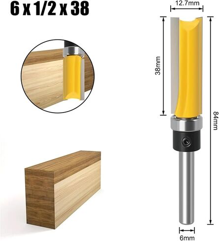 3PCS 1/4" 6mm Shank Flush Trim Router Bit Blade Template Pattern Bit Bearing 1/2" Straight End Mill for Woodworking(6X12.7X38mm) in Saudi Arabia