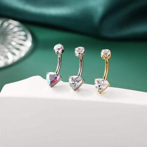 FUNLMO Belly Button Ring G23 Titanium Belly Button Piercing 14G Belly Ring Navel Piercing Jewelry Cubic Zirconia Navel Barbell Stud in Kuwait