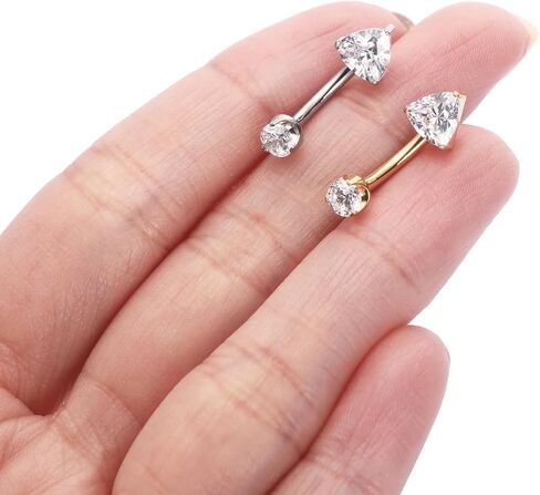 FUNLMO Belly Button Ring G23 Titanium Belly Button Piercing 14G Belly Ring Navel Piercing Jewelry Cubic Zirconia Navel Barbell Stud in Kuwait