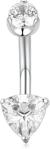 FUNLMO Belly Button Ring G23 Titanium Belly Button Piercing 14G Belly Ring Navel Piercing Jewelry Cubic Zirconia Navel Barbell Stud in Kuwait