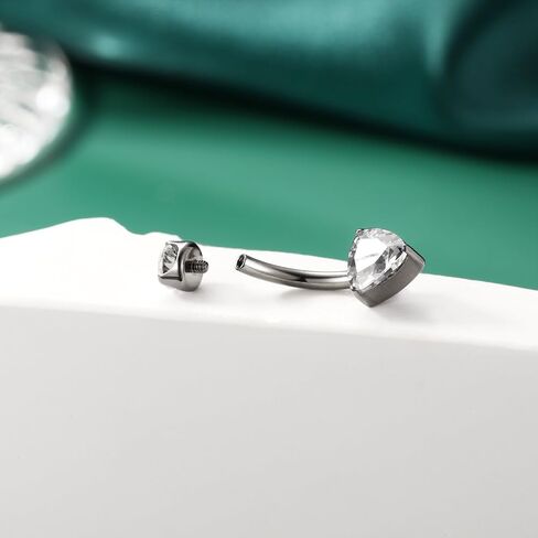 FUNLMO Belly Button Ring G23 Titanium Belly Button Piercing 14G Belly Ring Navel Piercing Jewelry Cubic Zirconia Navel Barbell Stud in Kuwait