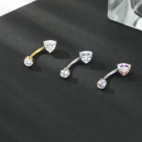 FUNLMO Belly Button Ring G23 Titanium Belly Button Piercing 14G Belly Ring Navel Piercing Jewelry Cubic Zirconia Navel Barbell Stud in Kuwait