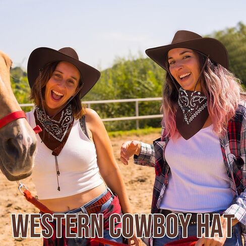 Coume 30 Pieces Western Cowboy Hat Costume Accessories Paisley Bandanna Set Cowgirl Hats Bulk for Women Men Dress Party in Saudi Arabia