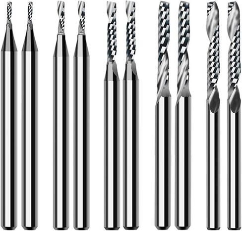 10pcs طاحونة نهاية حلزونية الفلوت المفردة 3.175 مم شانك كاربيد طحن القاطع 3D النحت نقش بتات للأعمال الخشبية in Saudi Arabia
