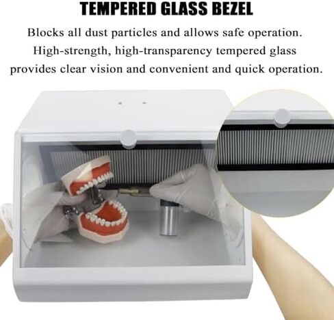 Lab Sandblaster Bench Top Air Sandblasting Frainet ، خزانة تفجير الرمل مع مصباح LED ، مروحة مزدوجة مدمجة ، خزانة غبار نافذة كبيرة تحطم خزانة رملية in Kuwait