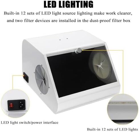 Lab Sandblaster Bench Top Air Sandblasting Frainet ، خزانة تفجير الرمل مع مصباح LED ، مروحة مزدوجة مدمجة ، خزانة غبار نافذة كبيرة تحطم خزانة رملية in Kuwait