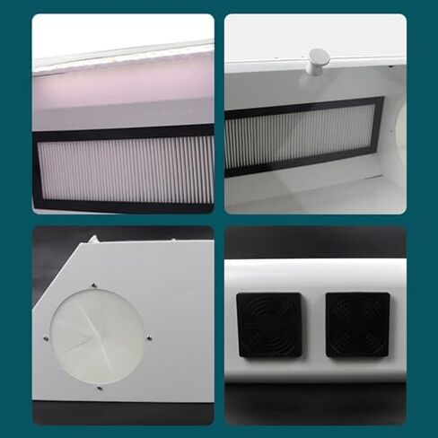 Lab Sandblaster Bench Top Air Sandblasting Frainet ، خزانة تفجير الرمل مع مصباح LED ، مروحة مزدوجة مدمجة ، خزانة غبار نافذة كبيرة تحطم خزانة رملية in Kuwait