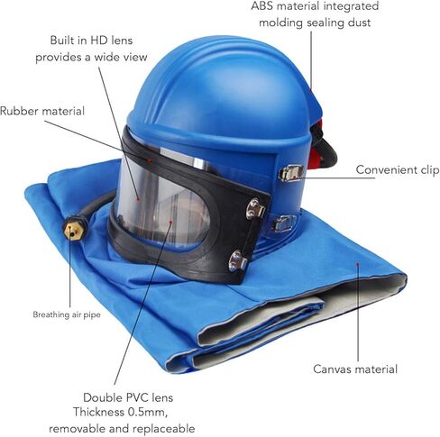خوذة الرمل مع إمدادات الهواء متميزة ABS SANDBLAST HOOD واقي صافي العدسة لطلاء الرمل أعمال البناء in Kuwait
