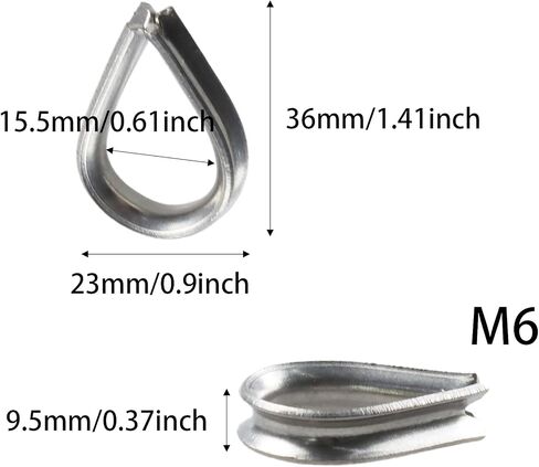 20pcs M6 صيحات الفولاذ المقاوم للصدأ ل 1/4 بوصة كابل حبل الأسلاك قطرها ، حلقة الصياغة حلقة حبل الأسلاك الحبل البحرية ، الإبحار ، الصيد ، التطبيقات الصناعية in Kuwait