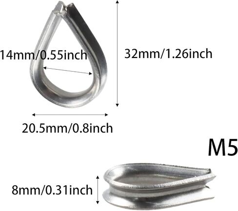 20pcs M6 صيحات الفولاذ المقاوم للصدأ ل 1/4 بوصة كابل حبل الأسلاك قطرها ، حلقة الصياغة حلقة حبل الأسلاك الحبل البحرية ، الإبحار ، الصيد ، التطبيقات الصناعية in Kuwait