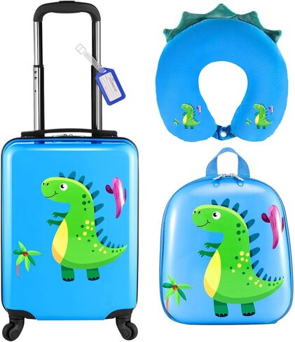 Sanwuta 4 Pcs Rainbow Luggage Set Includes 20 Inch Rolling Suitcase with Wheels Pink Backpack Travel U-shape Pillow in Saudi Arabia
