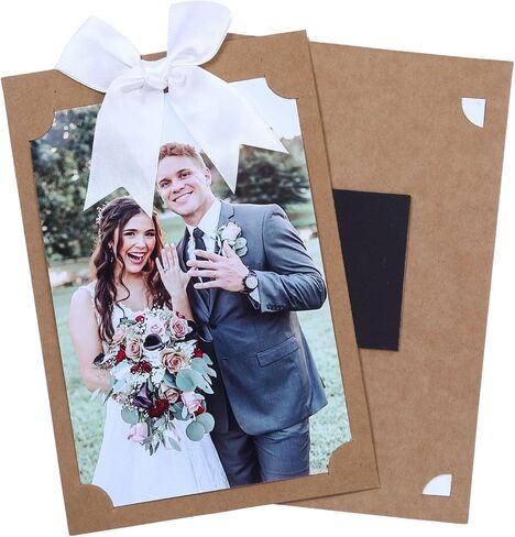 50 Pack 4x6 Magnetic Picture Frames for Refrigerator | Paper Picture Frame with Bowtie | Magnetic Photo Holders for Wire Wall Grid Panel, Locker, Door, Classroom,Wedding,Birthday Decor - Black in Kuwait