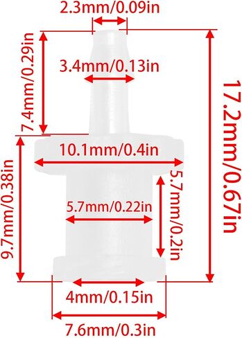 تركيب خيط FAMALE تركيب 1/16 "PP polypropylene خرطوم Barb Fitting Ruhr thread thread محول لمعدات المختبر 12pcs (0.67 بوصة) in Kuwait