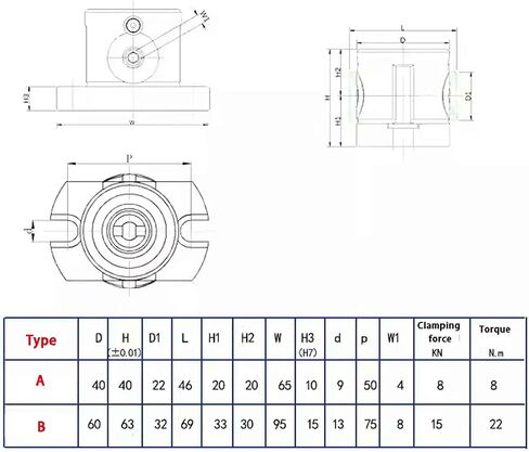 iDili Cylindrical Pull-Down Reference Type Quick Clamp Quick Locking Simultaneous Processing of 5 Surfaces Flexible Operation (M8) in Saudi Arabia