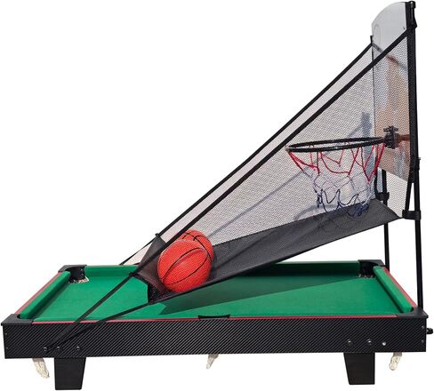 2-in-1 Mini Pool Table with Basketball Game, 36x20 inch Tabletop Billiards Set with Balls, Cues and Return Net in Saudi Arabia