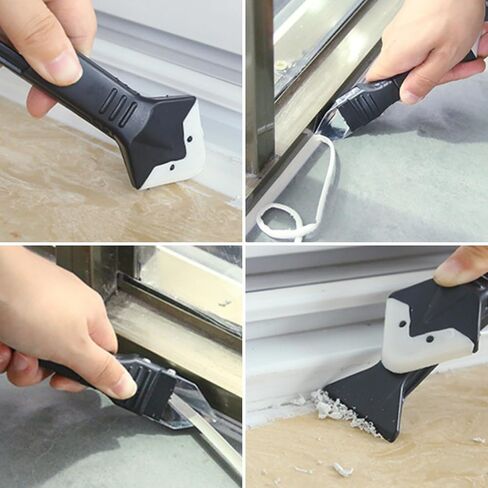 3 in 1 Silicone Caulking Tool Kit-Caulk Remover Tool with 4 Angle Scrapers,Grout Removal Tool,Caulking Finger,Glass Adhesive Angle Scraper for Bathroom Flooring,Kitchen,Window,Sink Joint,Frames Seal in Saudi Arabia
