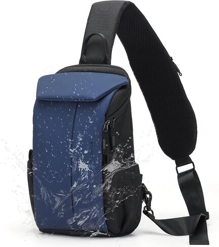 Waterproof Crossbody Bag，Chest Bag for Mens Sling Backpack Large Travel Shoulder Bag with Chest Phone Holder in Saudi Arabia
