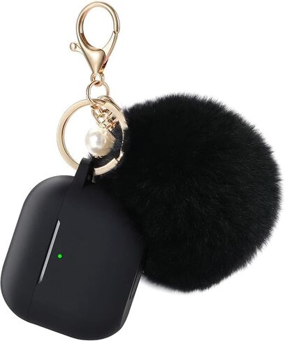 غطاء حالة الحماية لـ Airpods Case Generation Casing ، علبة السيليكون الناعمة مع POM POM POM لطيف لطيف (وردي) in Kuwait