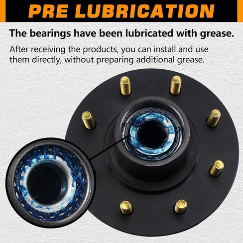 1 Set 6 on 5.5'' Trailer Hub Kit for 5200-6000 lbs 1.25'' to 1.75'' #42 Tapered Spindle, Pre-Lubricated 25580 15123 Bearings 6x5.5 Pattern Trailer Idler Hub 6 Lug Bolt Trailer Wheel Hub Kits in Kuwait