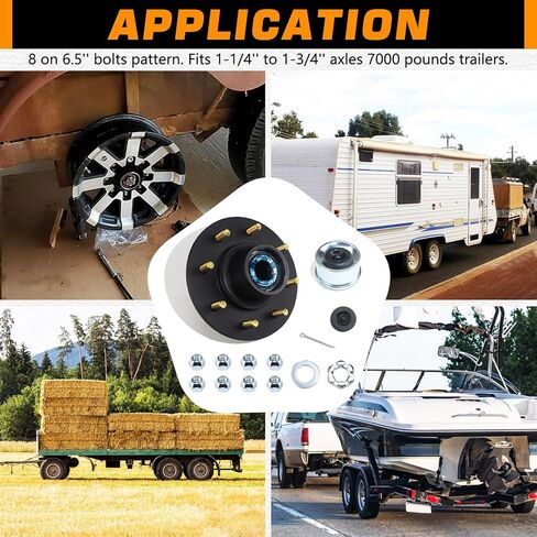 1 Set 6 on 5.5'' Trailer Hub Kit for 5200-6000 lbs 1.25'' to 1.75'' #42 Tapered Spindle, Pre-Lubricated 25580 15123 Bearings 6x5.5 Pattern Trailer Idler Hub 6 Lug Bolt Trailer Wheel Hub Kits in Kuwait