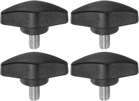 #US 4pcs M6x10mm Male Thread Tee Wing Knobs Thumb Screw Clamping Knobs Grip Black in Saudi Arabia