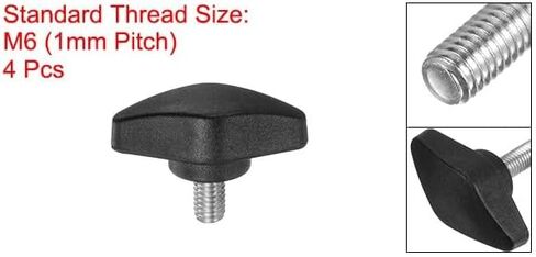 #US 4pcs M6x10mm Male Thread Tee Wing Knobs Thumb Screw Clamping Knobs Grip Black in Saudi Arabia