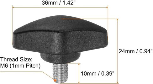 #US 4pcs M6x10mm Male Thread Tee Wing Knobs Thumb Screw Clamping Knobs Grip Black in Saudi Arabia