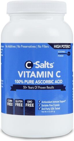 C-Salts Pure Ascorbic Acid Powder - High Dose 100% Pure Vitamin C Powder Supplement for Immune Support - Sugar-Free Powdered Drink with Soluble Fine Crystals, Organic, Corn-Free Non-GMO 24oz in Saudi Arabia